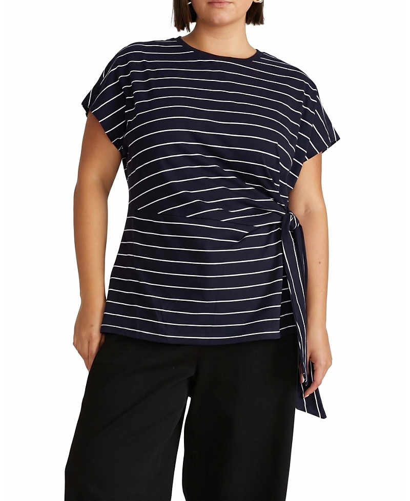 Universal Standard Women's Plus Crescent Breton Stripe Knot Tee