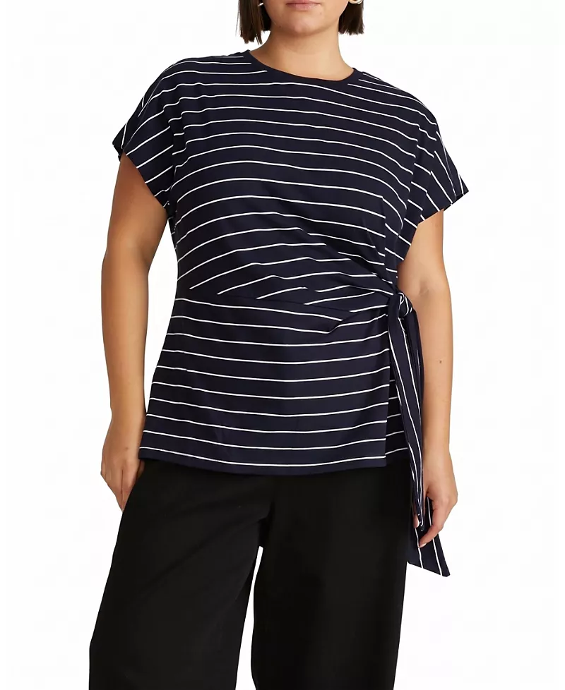 Universal Standard Women's Plus Crescent Breton Stripe Knot Tee