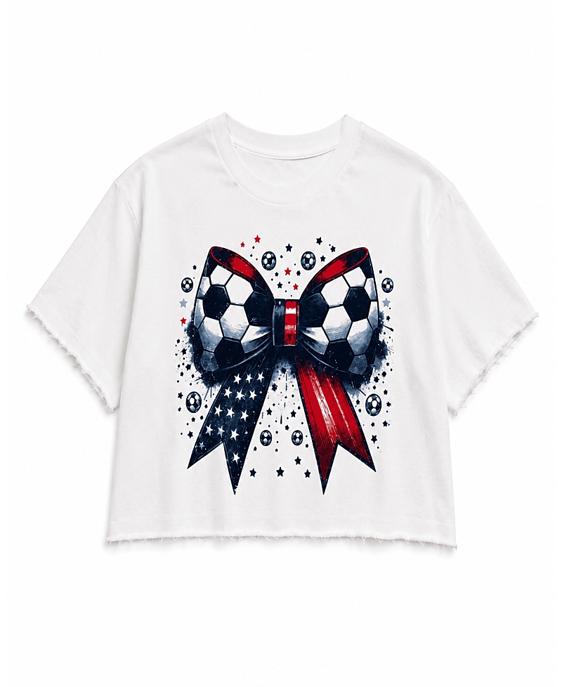 Prince Peter Collection Girls' Usa Soccer Bow Crop Top - Big Kid