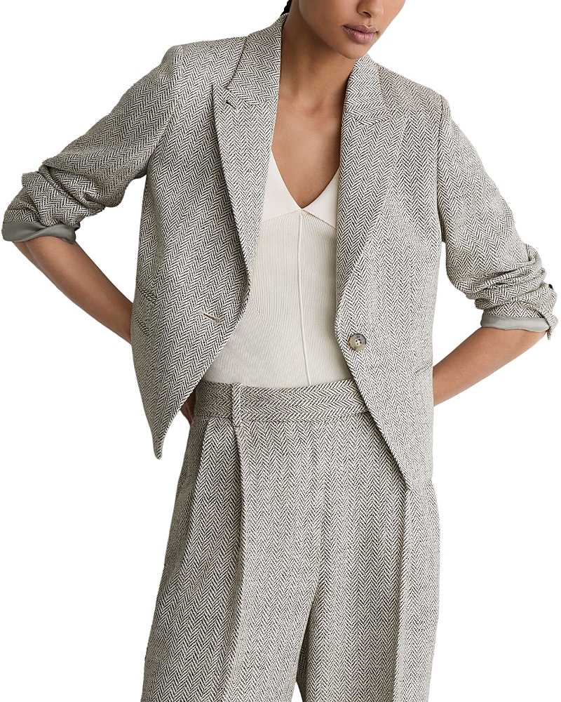 Reiss Petite Ezra Herringbone Cropped Blazer