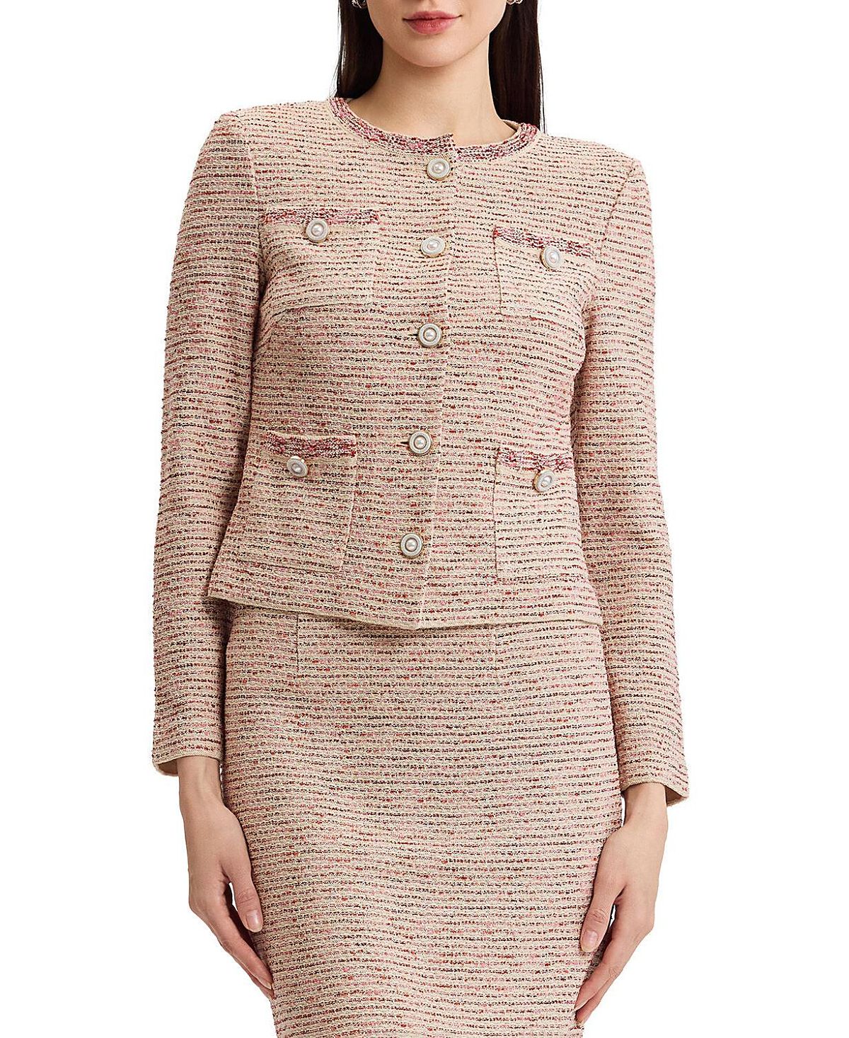 Misook Heritage Ribbon Tweed Knit Jacket