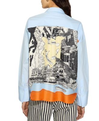  Sirene Poplin Shirt with Silk Twill Lake Como Print Scarf Back