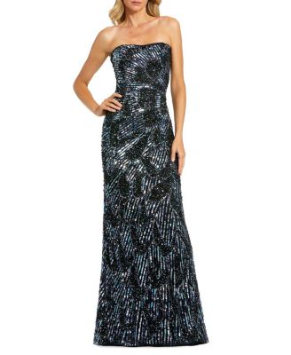  Strapless Embellished Column Gown