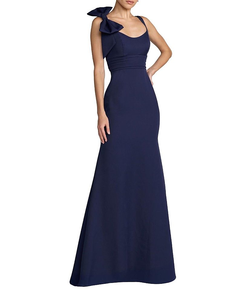 Mac Duggal Petite Scoop Neck Trumpet Gown with Bow
