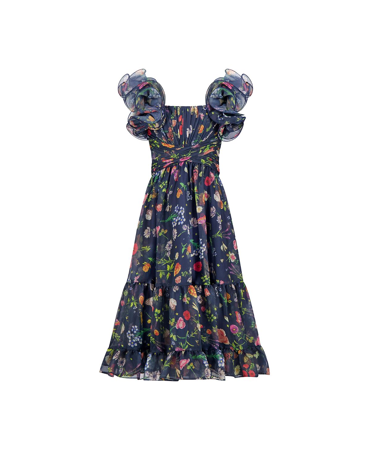 Mac Duggal Girls' Ruffle Shoulder Chiffon Gown - Little Kid, Big Kid
