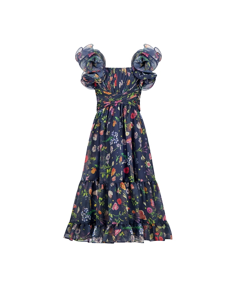 Mac Duggal Girls' Ruffle Shoulder Chiffon Gown - Little Kid, Big Kid