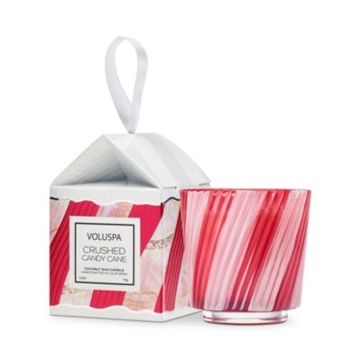 Crushed Candy Cane Boxed Pedestal Ornament Candle