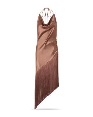 Fringed Satin Halter Top