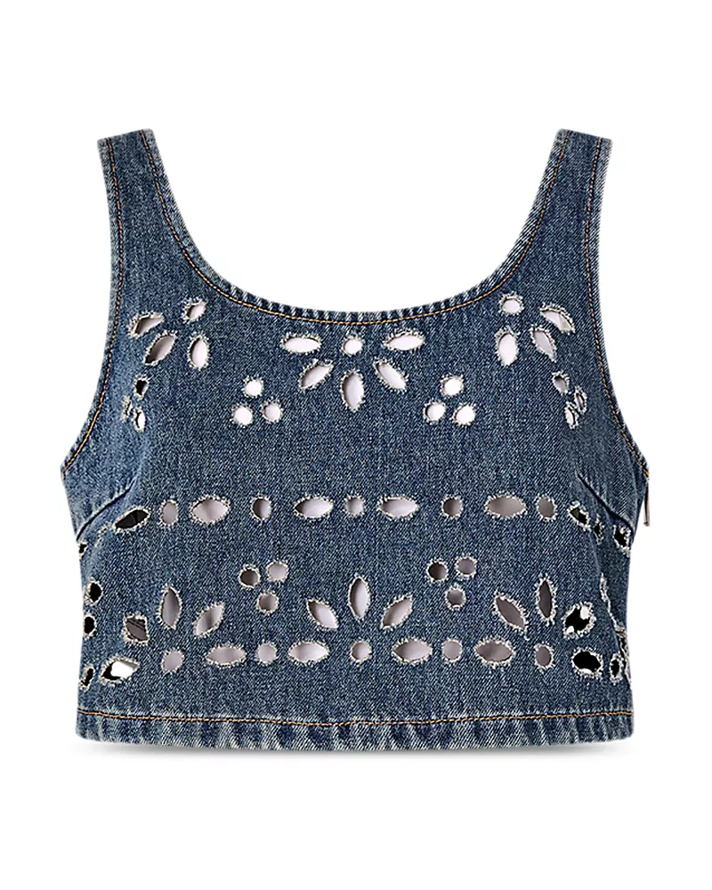 Pinko Thora Laser Cut Denim Top
