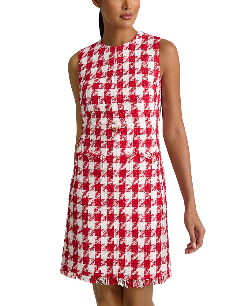 St. John Tatiana Gingham Tweed Sleeveless Dress