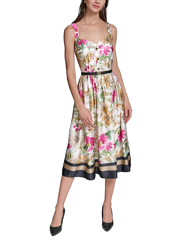 Karl Lagerfeld Paris Floral Print Belted Dress