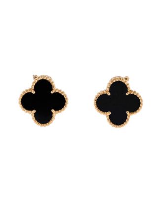 Pre-Owned Van Cleef & Arpels Vintage Alhambra Earrings 18K Gold and Onyx