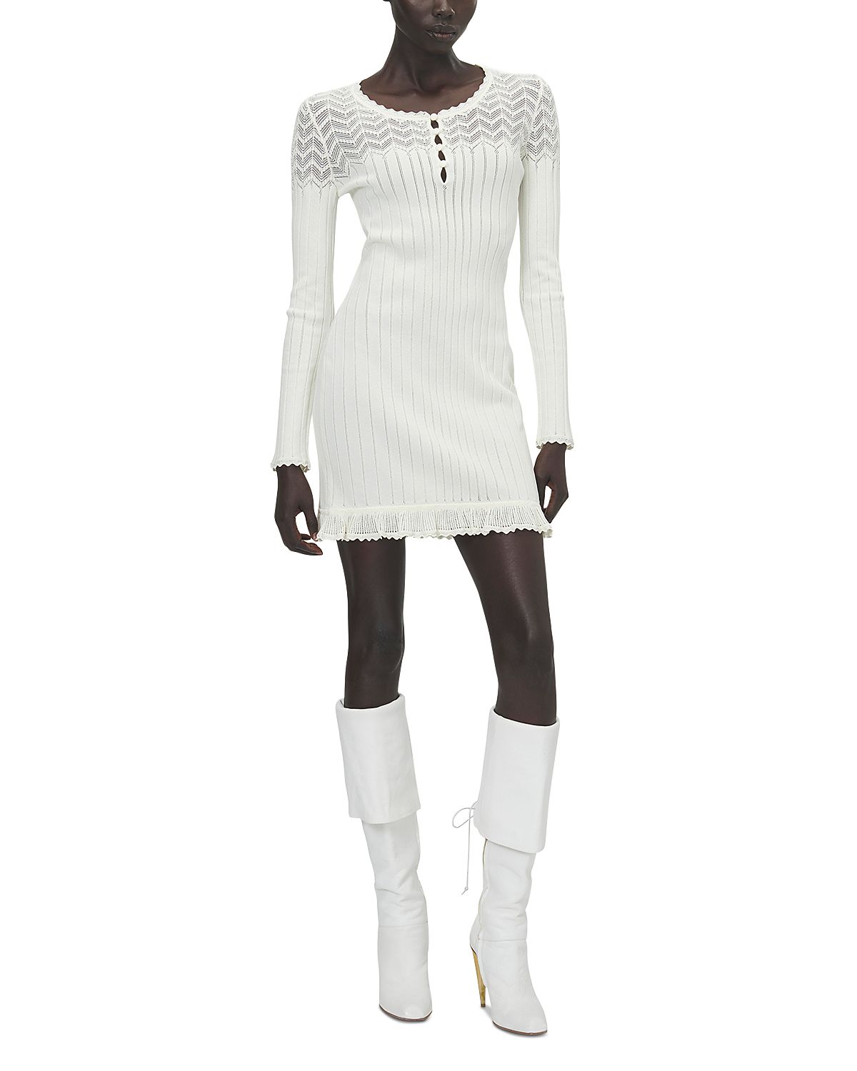 McQueen Pointelle Fine Knit Mini Dress
