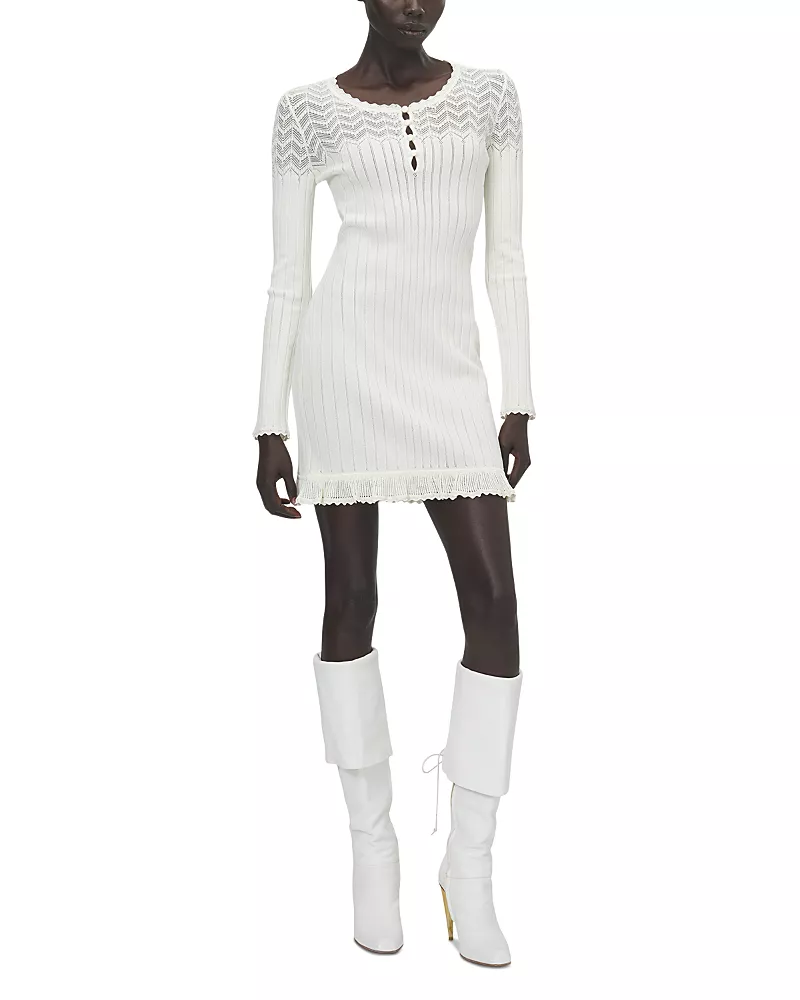 McQueen Pointelle Fine Knit Mini Dress