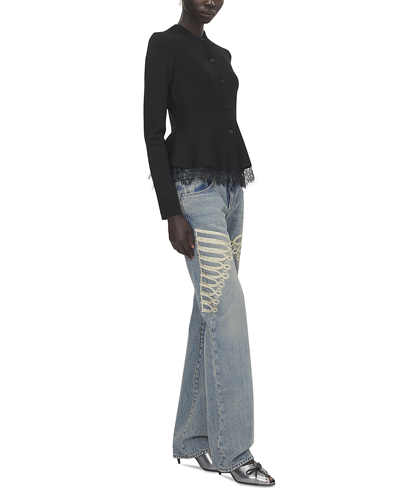 McQueen Woven Lace Trim Cardigan Sweater