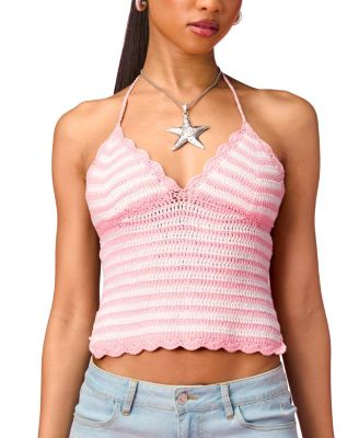 Barbie™ Backless Striped Crochet Halter Top