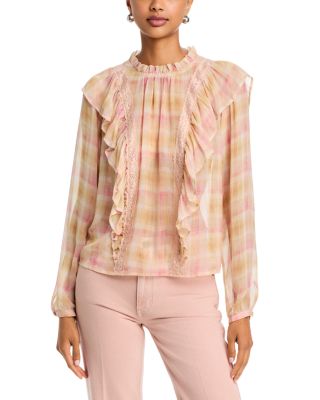Plaid Ruffle Lace Inset Top - Exclusive