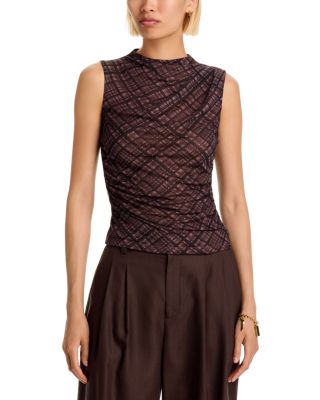 Plaid Mesh Sleeveless Top - Exclusive