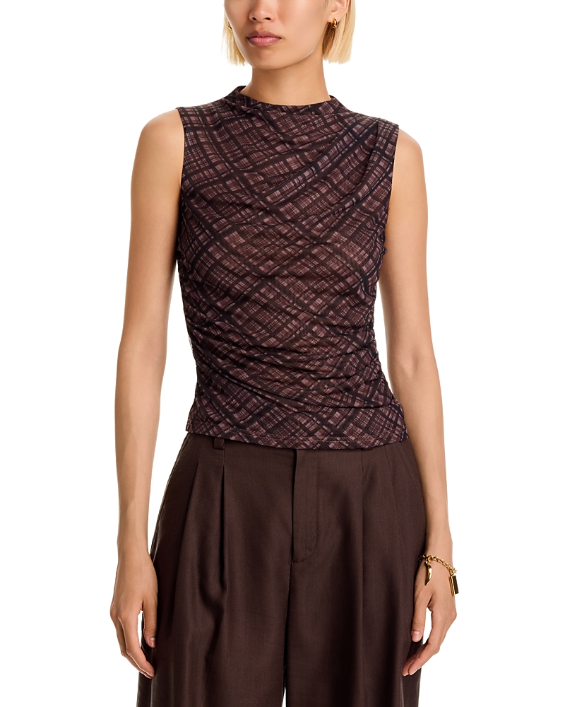 Aqua Plaid Mesh Sleeveless Top - Exclusive