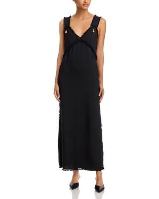 V Neck Raw Slip Dress