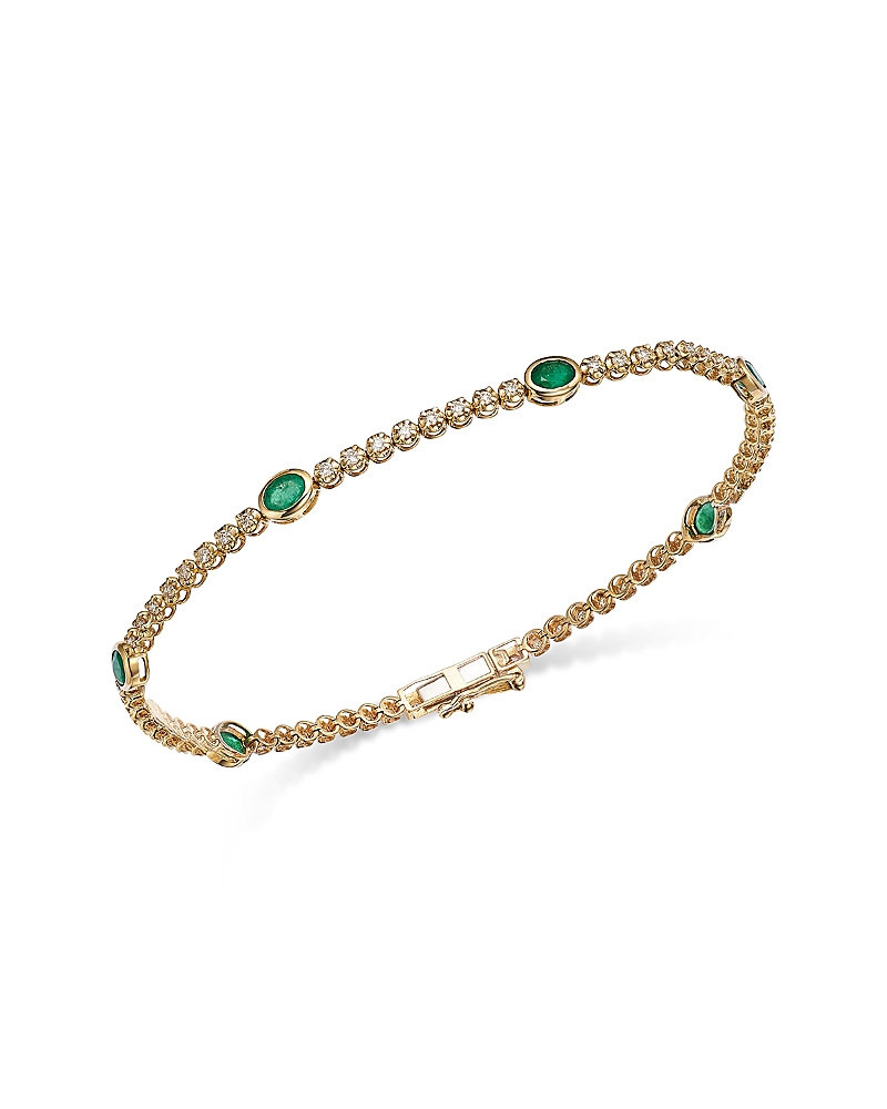 Bloomingdale's Fine Collection Emerald & Diamond Tennis Bracelet in 14K Yellow Gold