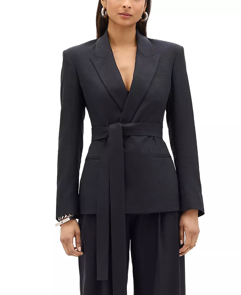 Another Tomorrow Double Breasted Fitted Jacket