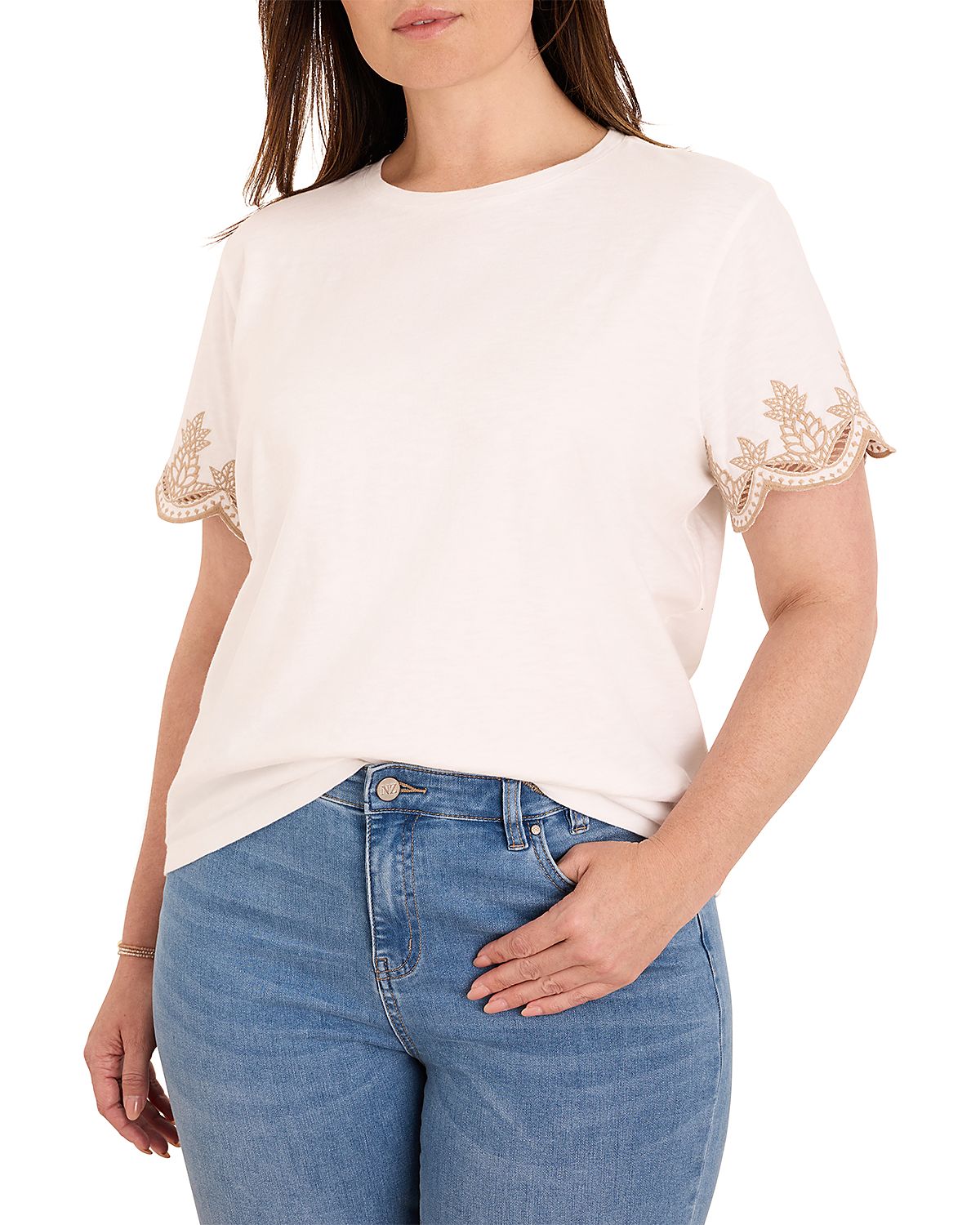 Nic+Zoe Plus Deco Sleeve Cotton Tee