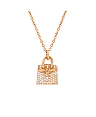  Birkin Amulette Pendant Necklace 18K Rose Gold and Diamonds, 15.75