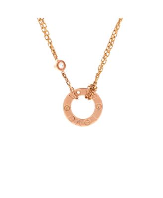  2 Diamonds Love Pendant Necklace 18K Rose Gold and Diamonds, 17.75