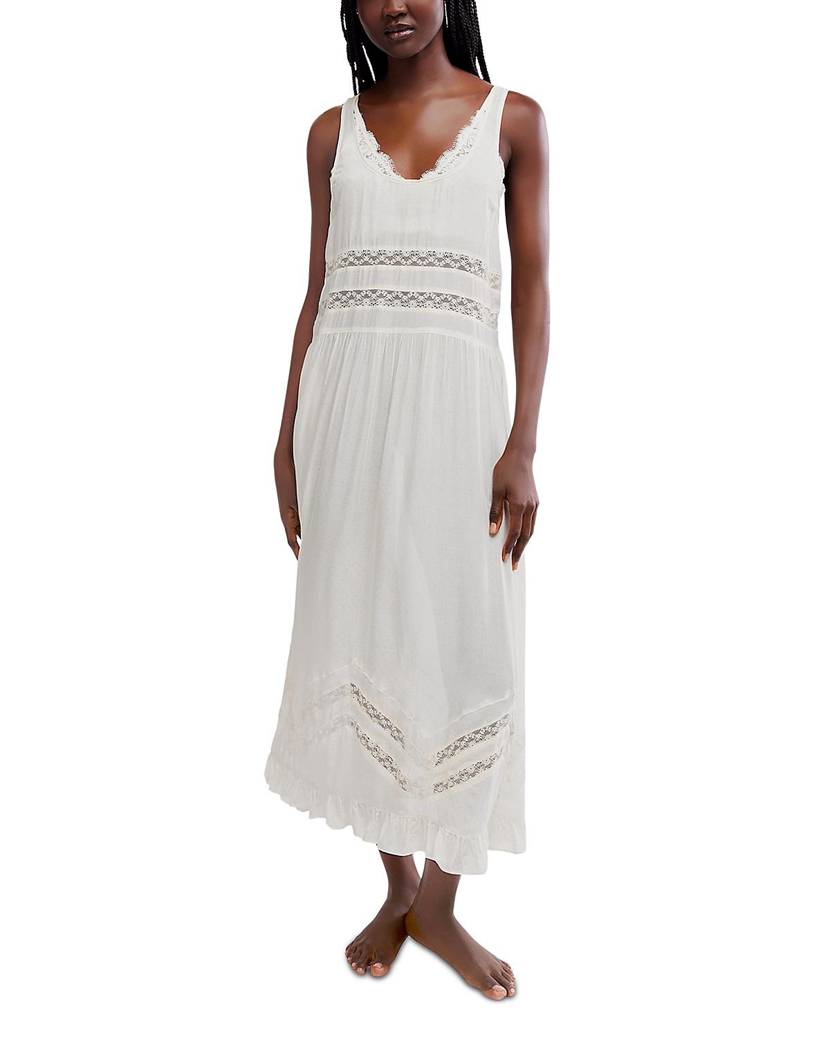 Free People Voile And Lace Sleeveless Midi Dress