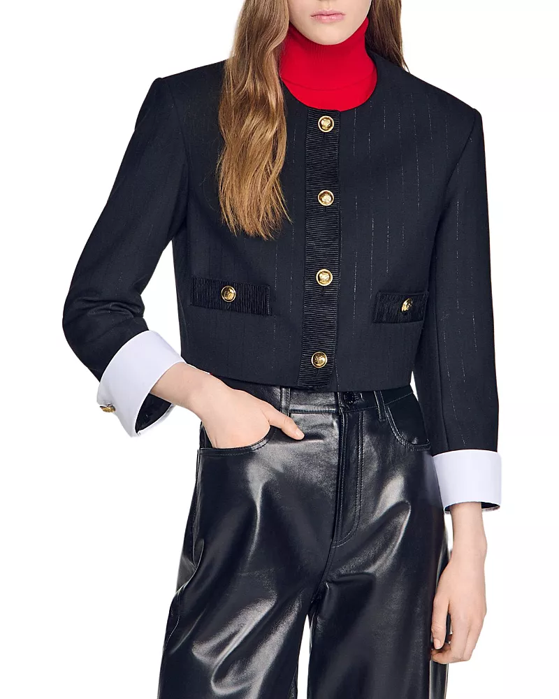 Sandro Cropped Stripe Jacket
