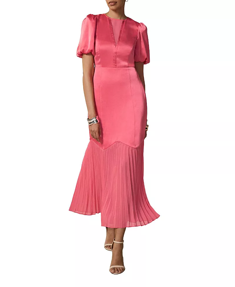 Mint Velvet Women's Satin Pleated Maxi Dress