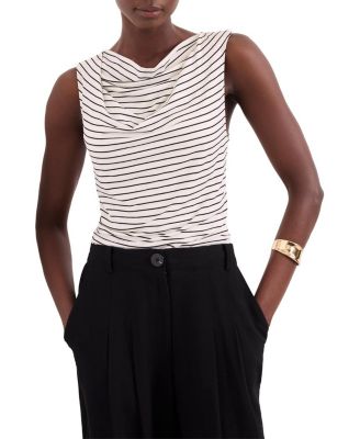  Women's Stripe Cowl Neck Top