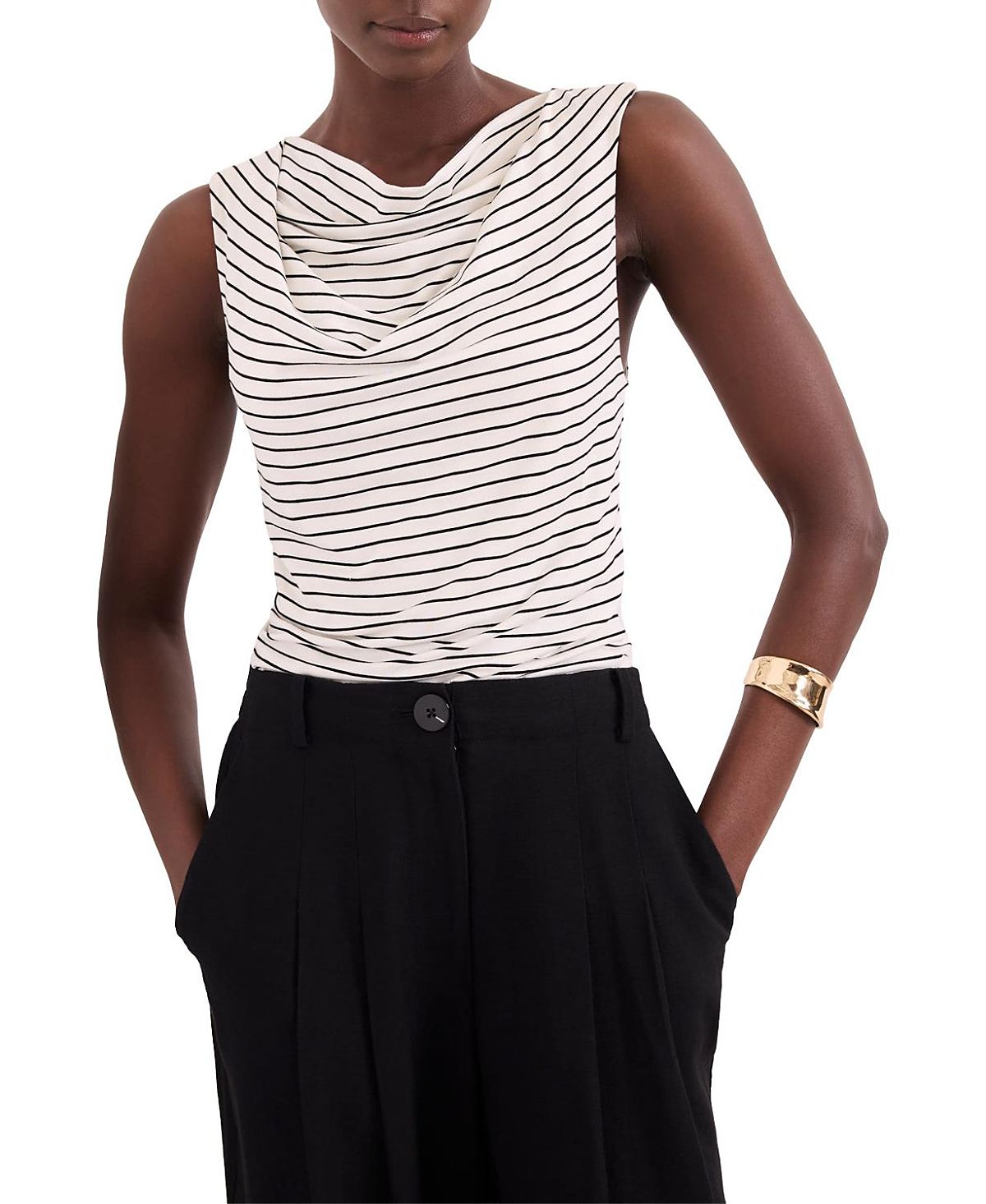 Mint Velvet Women's Stripe Cowl Neck Top