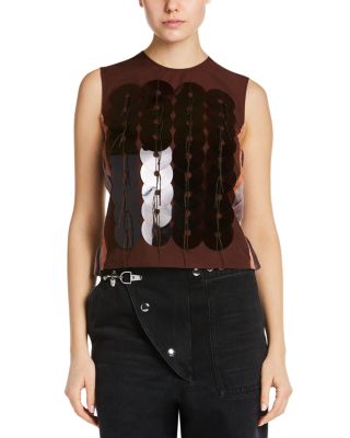 Cotton Contrast Trim Embellished Top 