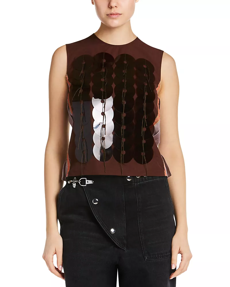 Marni Cotton Contrast Trim Embellished Top