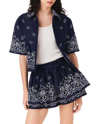 Embroidered Ruffle Mini Skirt