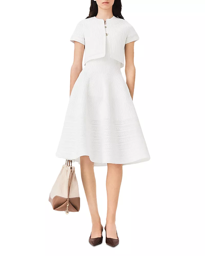 Maje Ribbed Short Sleeve Cardigan