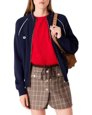 Contrast Trim Zippered Cardigan