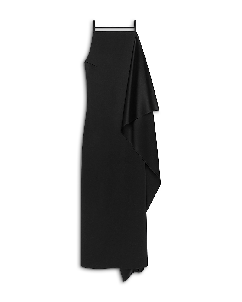 Courreges Side Drape Sleeveless Satin Dress