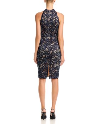 Lace Halter Mock Neck Sheath Dress - thumbnail 4
