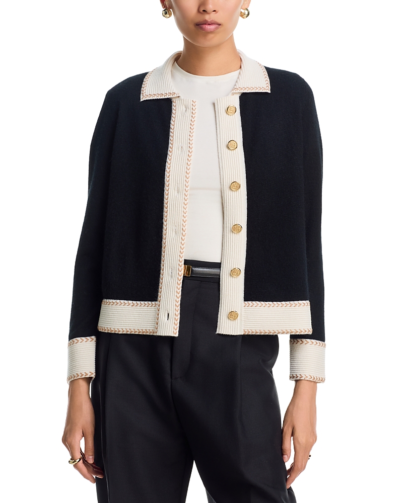 C by Bloomingdale's Cashmere Contrast Trim Cardigan - Exclusive