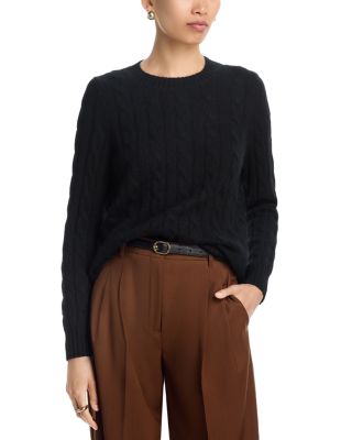 100% Cashmere Cable Knit Crewneck Sweater - Exclusive