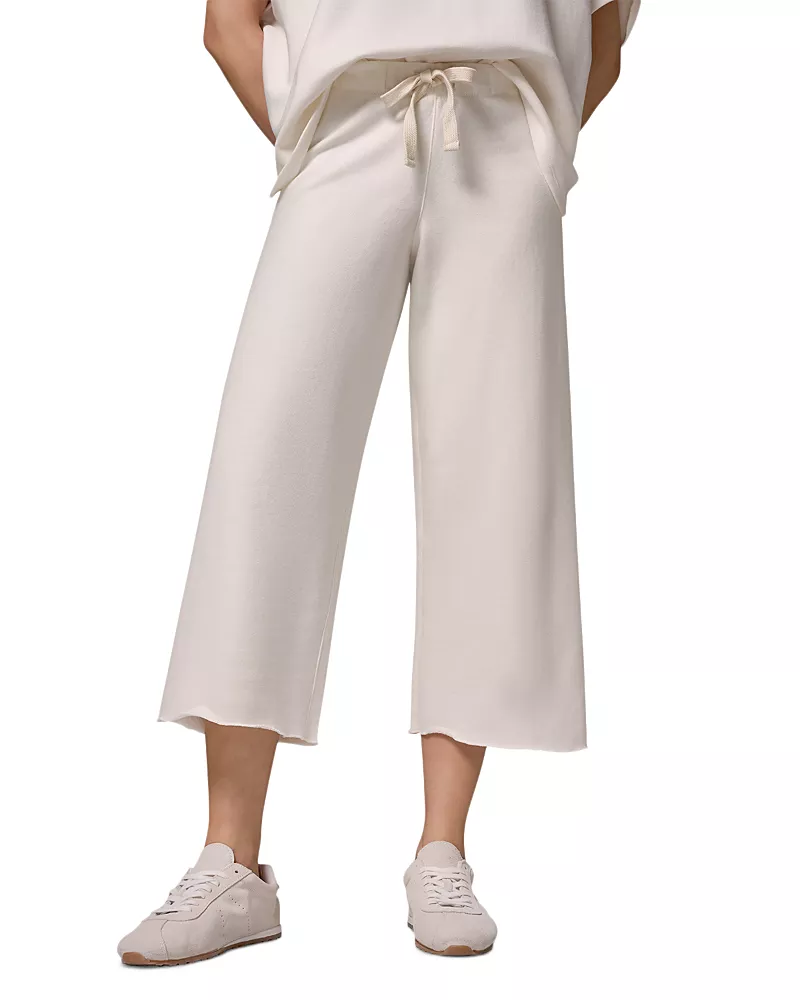 Donna Karan French Terry Cropped Mid Rise Straight Capri Pants