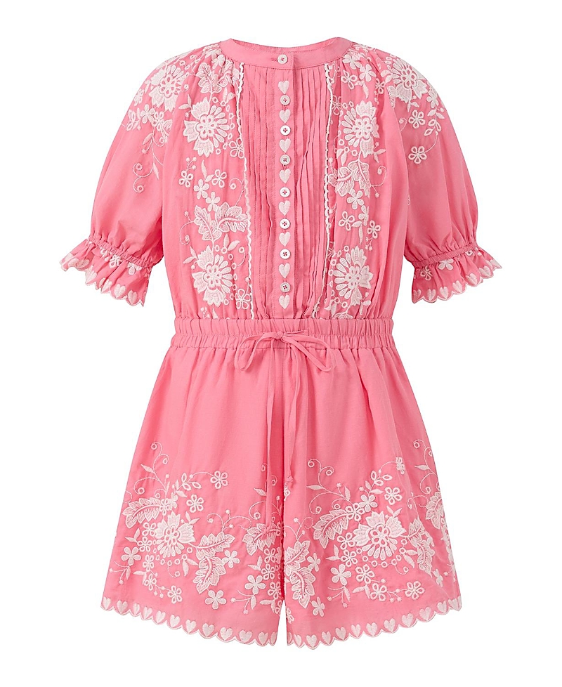 Marlo Kids Girls' Selena Cotton Embroidered Romper - Little Kid, Big Kid