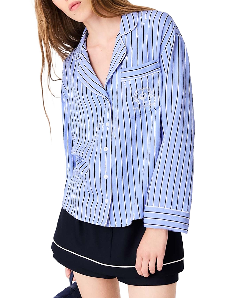 Maje Cyjama Crinkled Button Front Shirt
