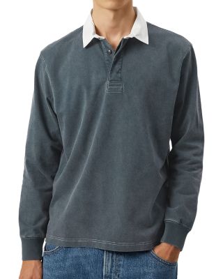 Contrast Collar Long Sleeve Polo