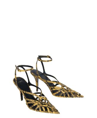 Balmain Women's Python-Effect Leather Cage Sandals
