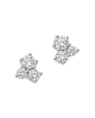 Bloomingdale's Fine Collection Luxe Collection Certified Lab Grown Diamond 3 Stone Cluster Stud Earrings in 14K Gold, 0.5 tcw