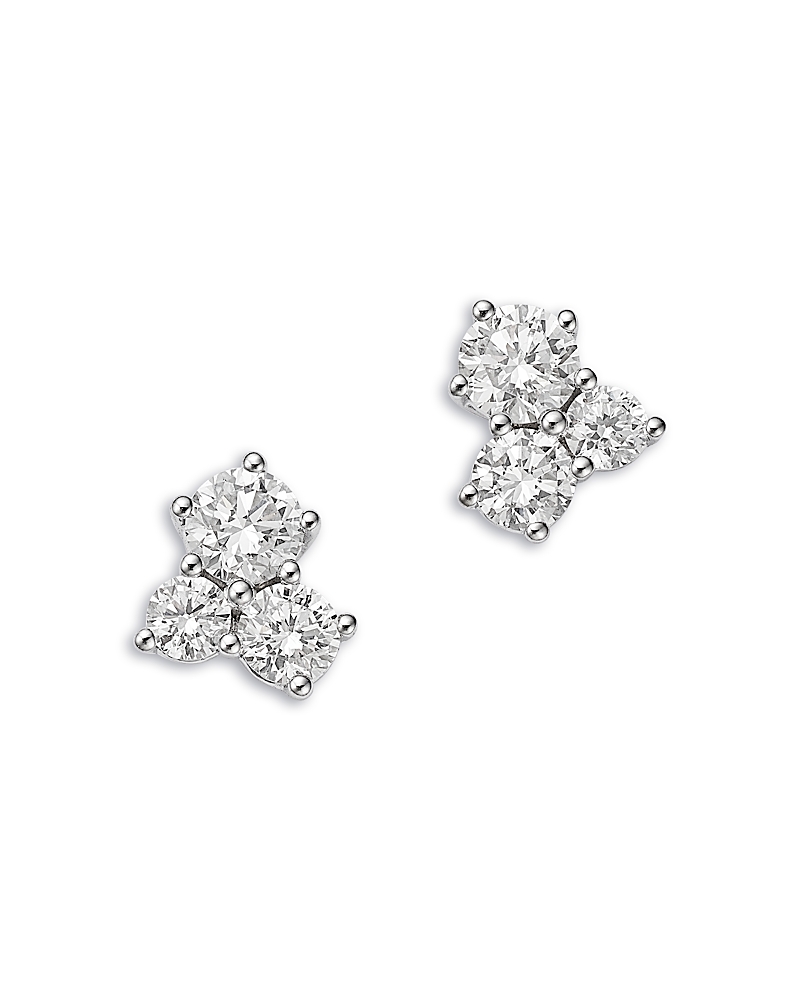 Bloomingdale's Fine Collection Luxe Collection Certified Lab Grown Diamond 3 Stone Cluster Stud Earrings in 14K Gold, 0.5 tcw